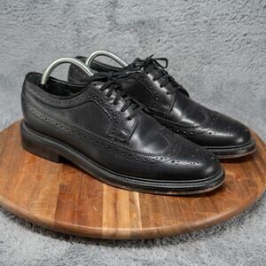VINTAGE SEARS 74680 BLACK LEATHER WINGTIP DRESS SHOES 9 D GREAT COND OXFORDS